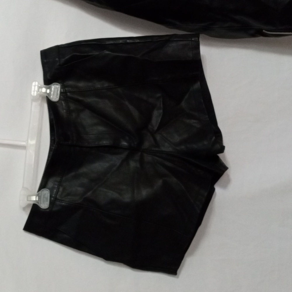 Fashion Nova Black Leather Moto Jacket & Shorts - Picture 2 of 15